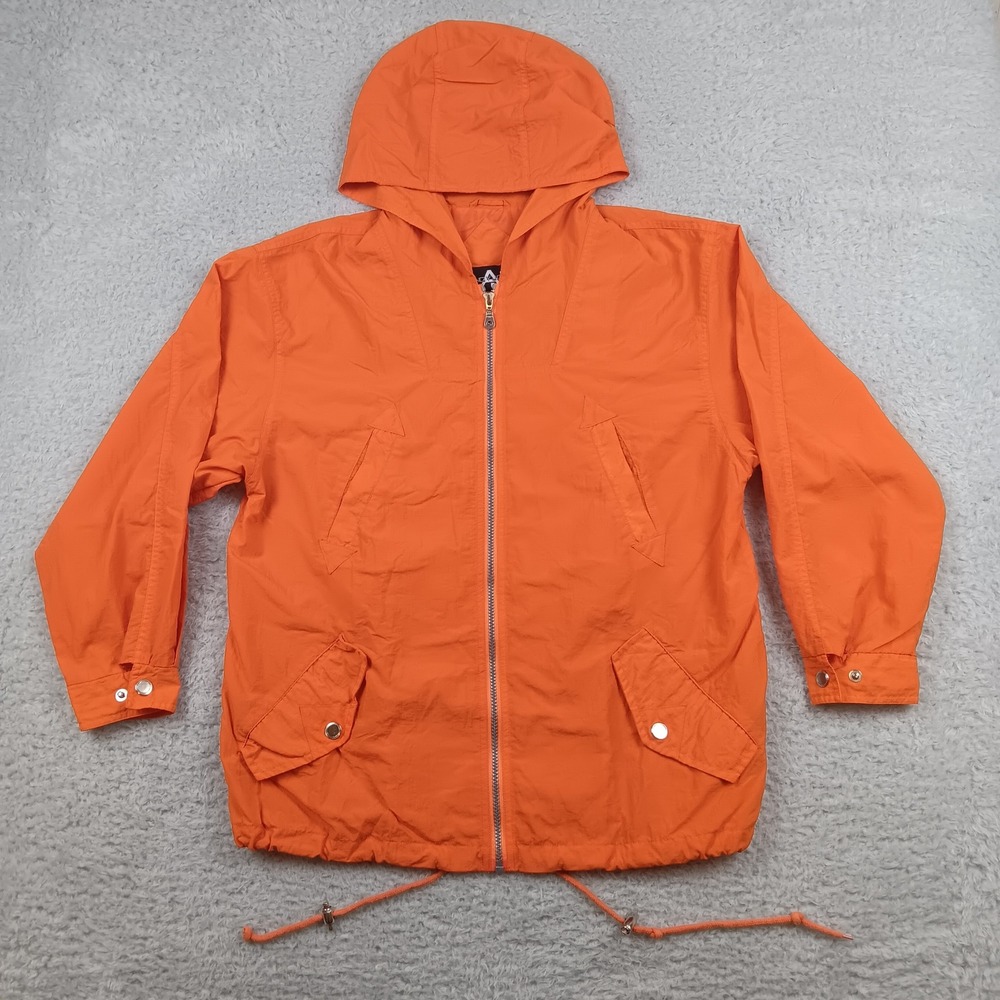 VTG Andy Johns Windbreaker Jacket Men S Orange Hooded Nylon Full Zip RN 51236